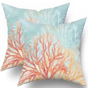 Coral Reef Decorative Throw Pillow Cover Set 20x20 Set of 2, Coastal